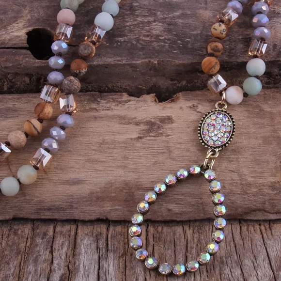 NEW Western iridescent Pendant Necklace & Earrings - Picture 3 of 4